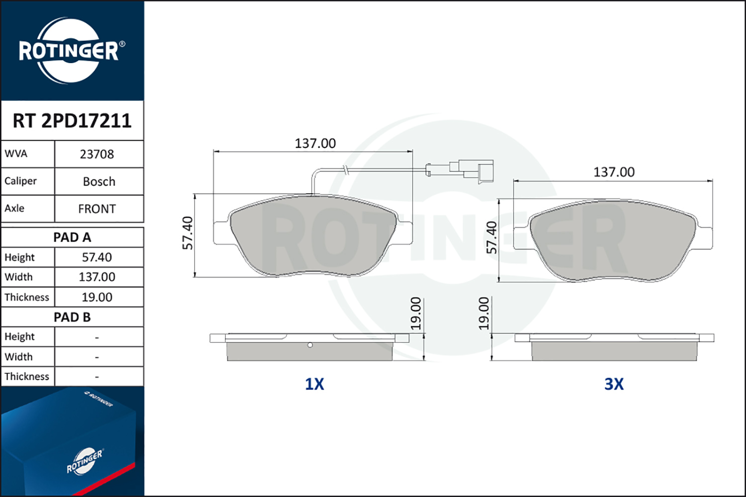 ROTINGER Fékbetét, mind RT2PD17211_ROT